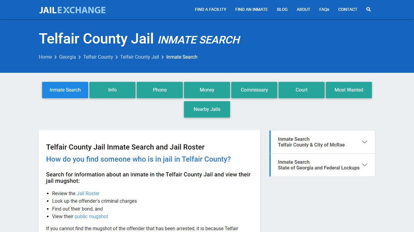 Inmate Search: Roster & Mugshots - Telfair County Jail, GA