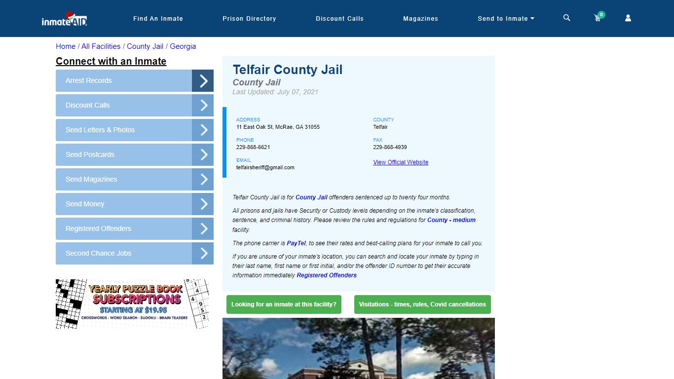 Telfair County Jail - Inmate Locator - McRae, GA