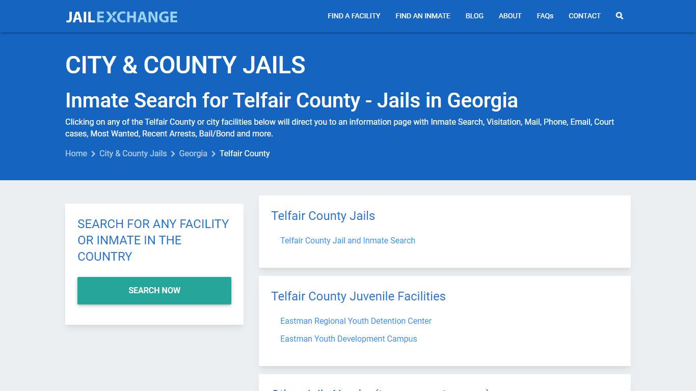 Inmate Search for Telfair County | Jails in Georgia - Jail Exchange